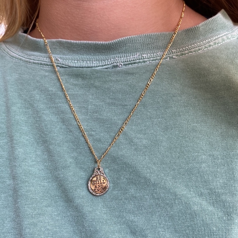 Handmade Gold and Silver Faith Bible Verse Charm Necklace